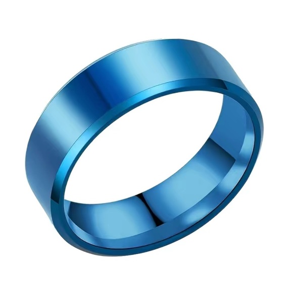 Blue Stainless Steel Ring - Picture 2 of 5